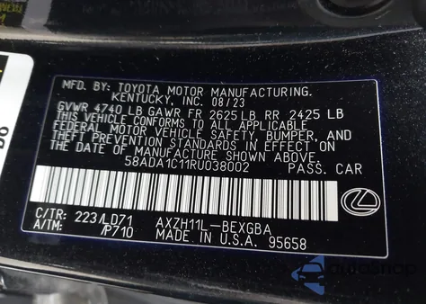 2024 Lexus Es 300H z USA, uszkodzony, nr VIN 58ADA1C11RU038002